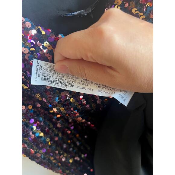 NWT ZARA woman multicolor sequin mini dress size S - Picture 6 of 8